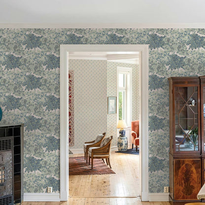 Canopy Toile Faux Grasscoth P+S Wallpaper Green, 28 sqft