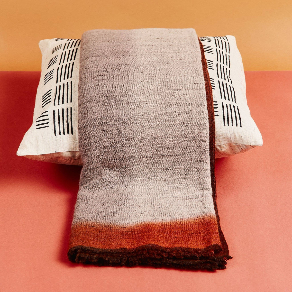 Simply Taupe Brown Ombre Handwoven Modern Merino Throw