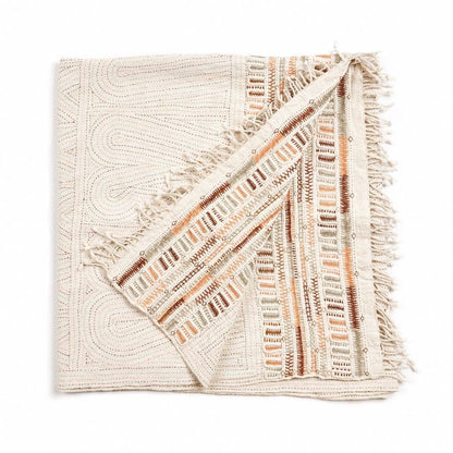 Unah Coral Organic Cotton Hand Embroidered Handloom Throw