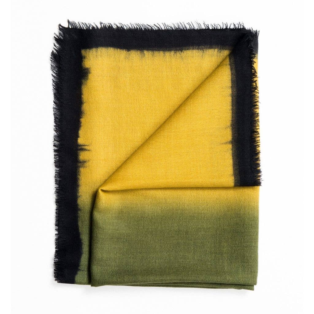 Iris Kiwi Cashmere Merino Handwoven Modern Artisanal Scarf