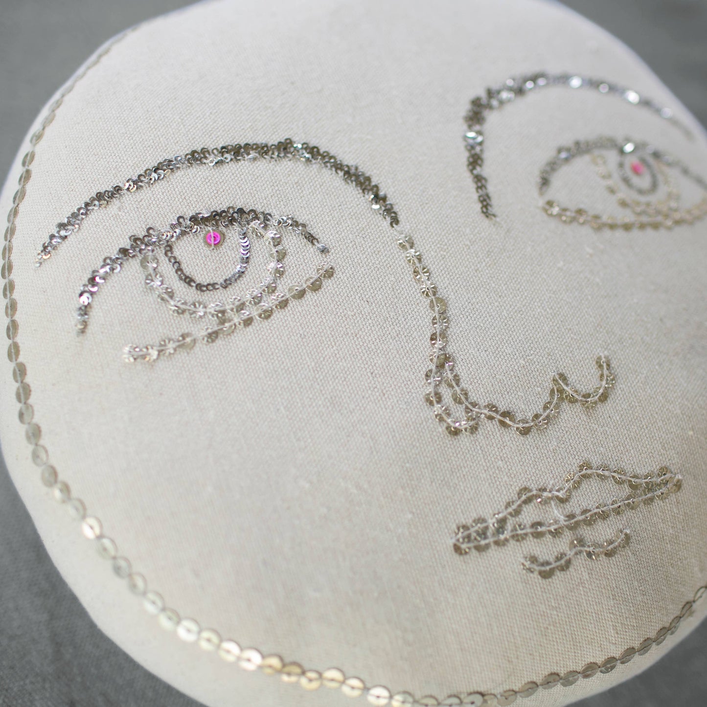 Full Moon Face Pillow- Handmade, Cotton-filled Cushion