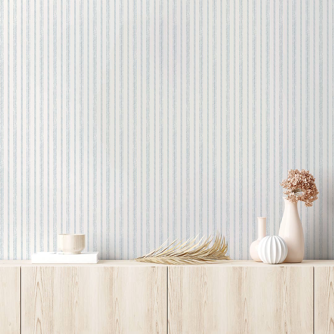 Nautical Stripe Aqua Peel and Stick Wallpaper, 28 sq ft