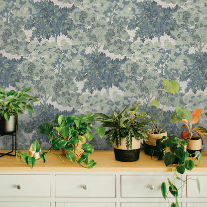 Canopy Toile Faux Grasscoth P+S Wallpaper Green, 28 sqft