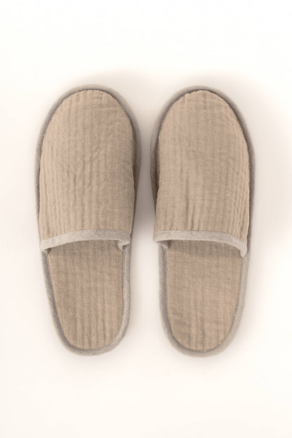 Natural Piping Linen Slippers – Relaxed Comfort