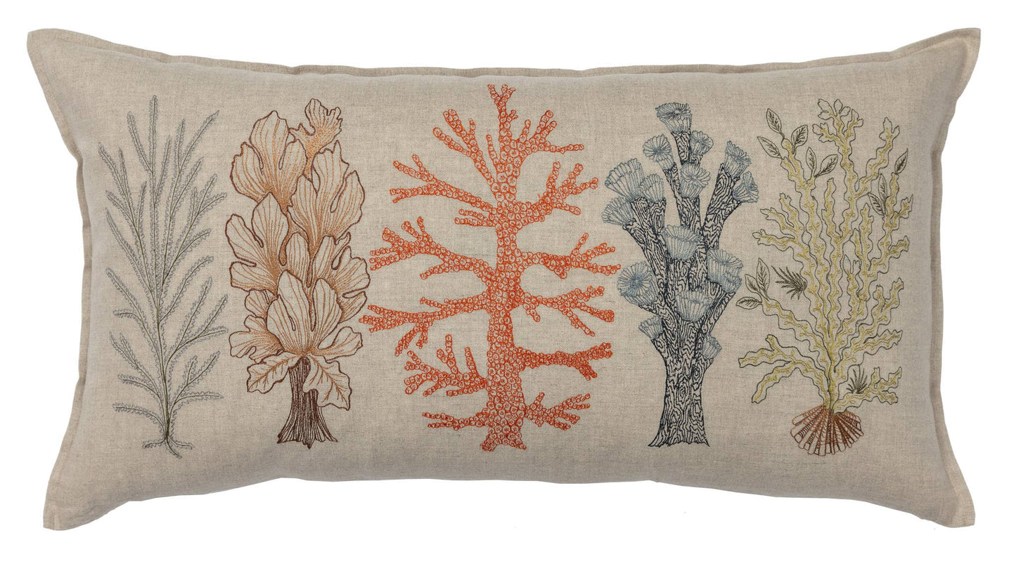 Coral Studies Pillow - Embroidered
