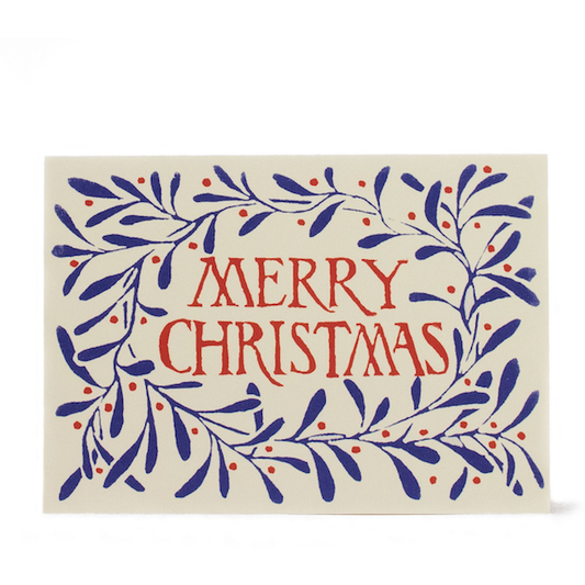 Card Merry Christmas Wreath Blue