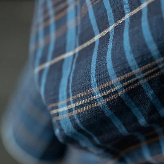 Quilted Cotton Jacquard Blanket - Blue Plaid