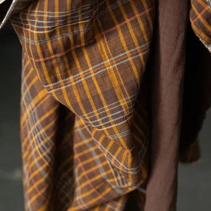 Quilted Cotton Jacquard Blanket - Brown Plaid