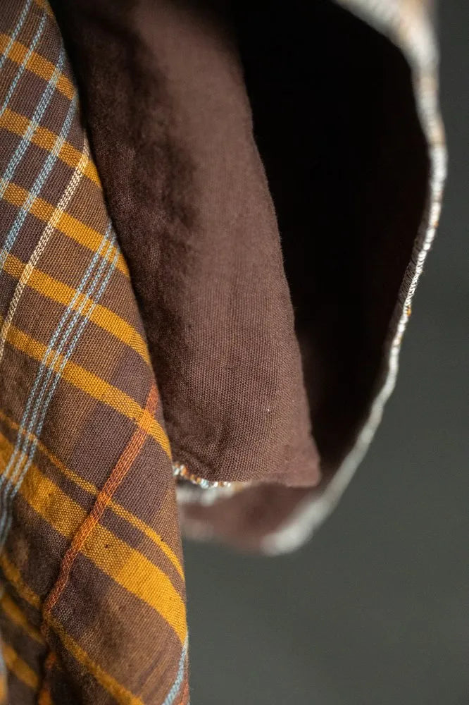 Quilted Cotton Jacquard Blanket - Brown Plaid