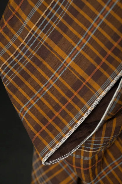 Quilted Cotton Jacquard Blanket - Brown Plaid