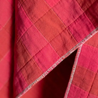 Quilted Cotton Jacquard Blanket - Gingham