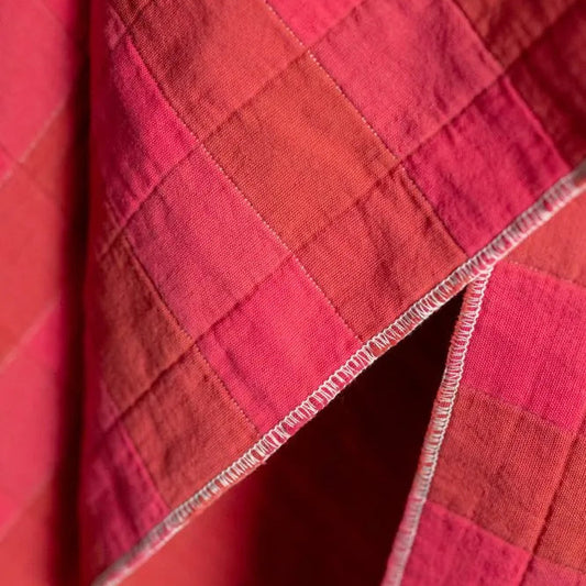Quilted Cotton Jacquard Blanket - Gingham