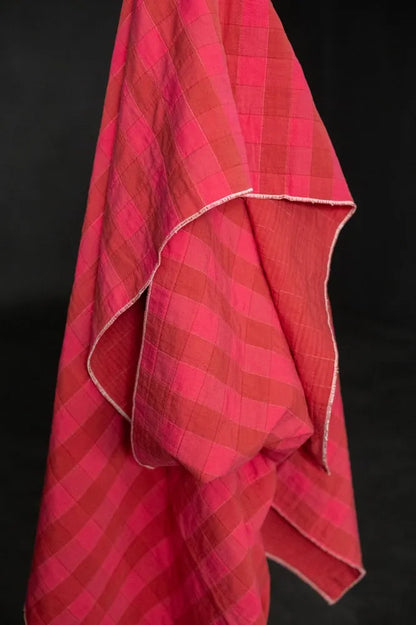 Quilted Cotton Jacquard Blanket - Gingham