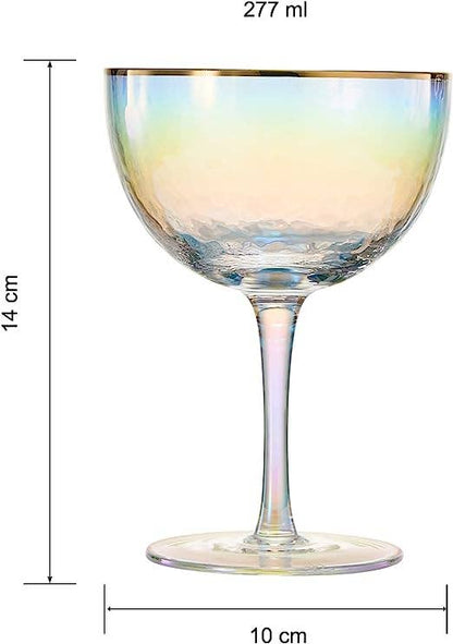 Lustered Iridescent Hammered Coupe Glasse