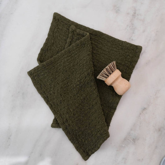 Martini Olive Linen Dishcloth - Set of 2