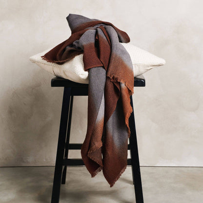Simply Taupe Brown Ombre Handwoven Modern Merino Throw