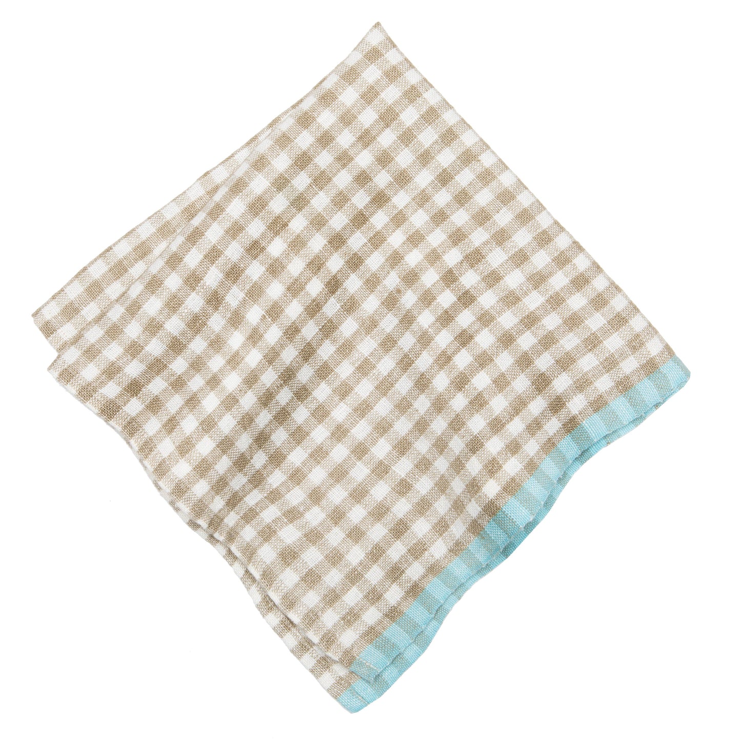 Two-Tone Gingham Natural/Aqua Napkins 20x20 - Set of 4