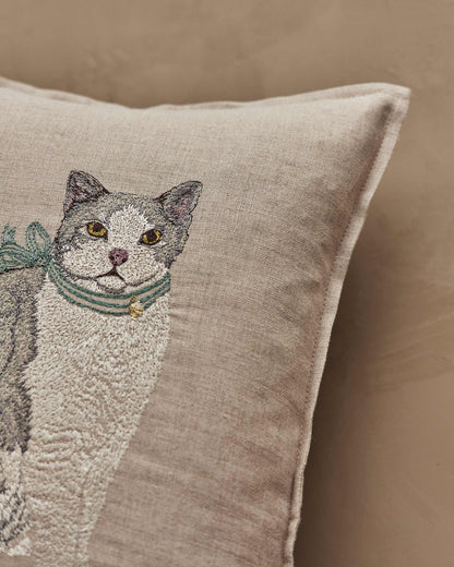 Fancy Cat Pillow - Embroidered