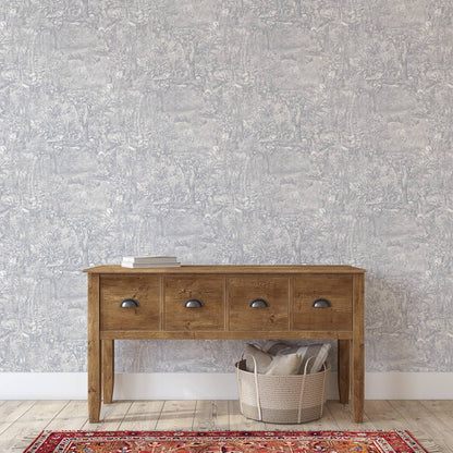 Jungle Toile Blue Peel and Stick Wallpaper, 28 sq. ft.