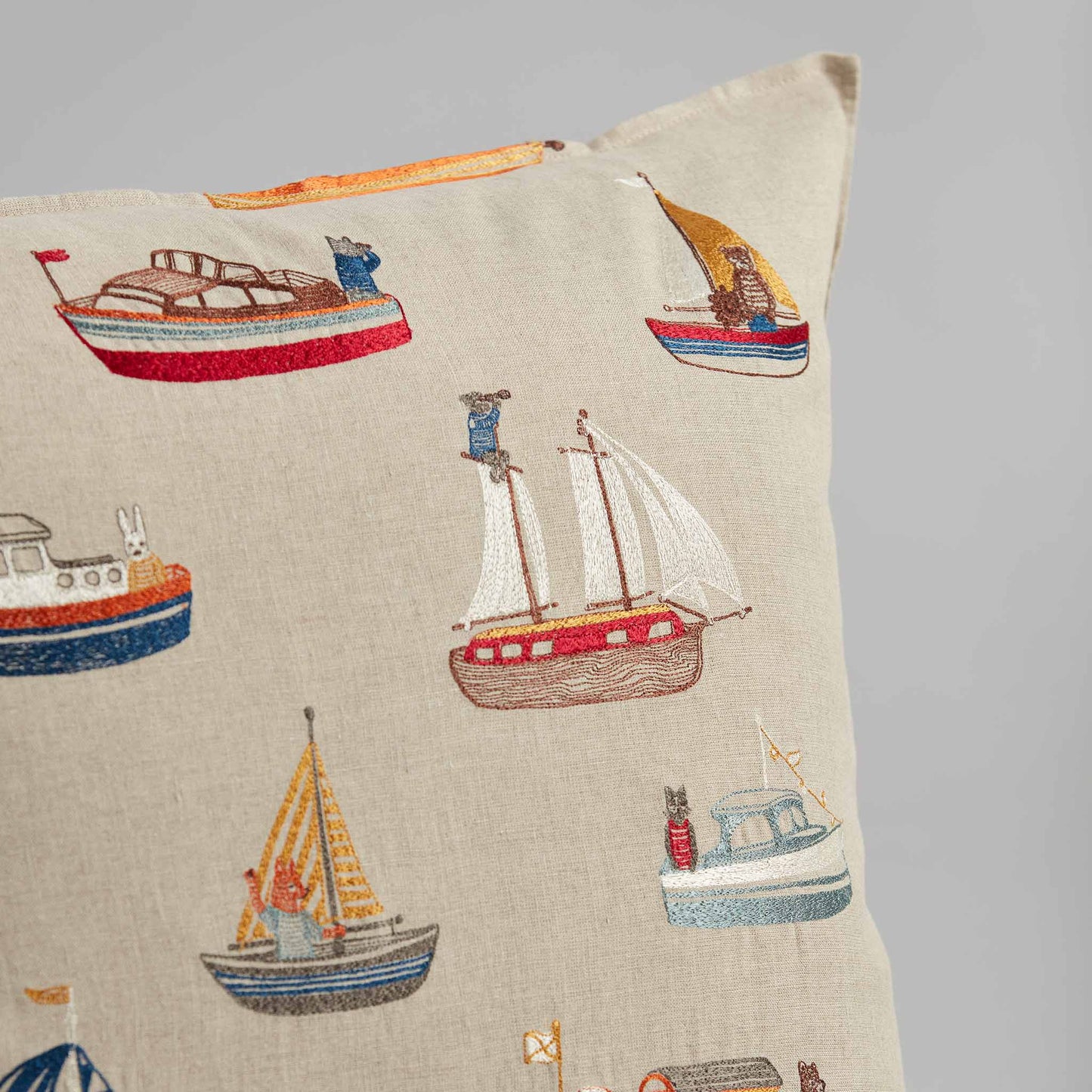 Boats Pattern Pillow - Embroidered