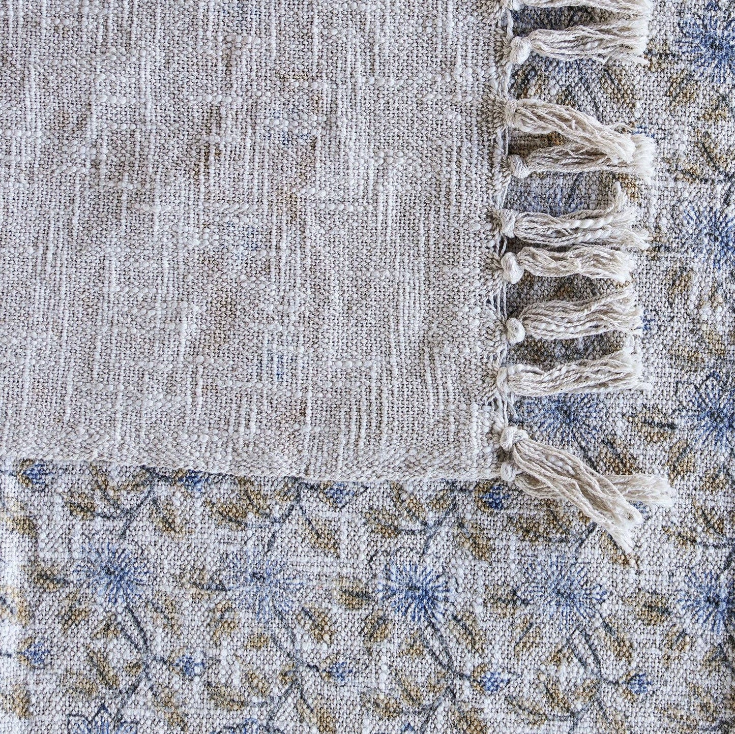 Handloom Cotton Throw - Multicolor Block Print