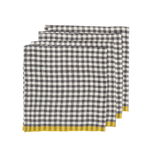 Two-Tone Gingham Grey/Dijon Napkins 20x20 - Set of 4