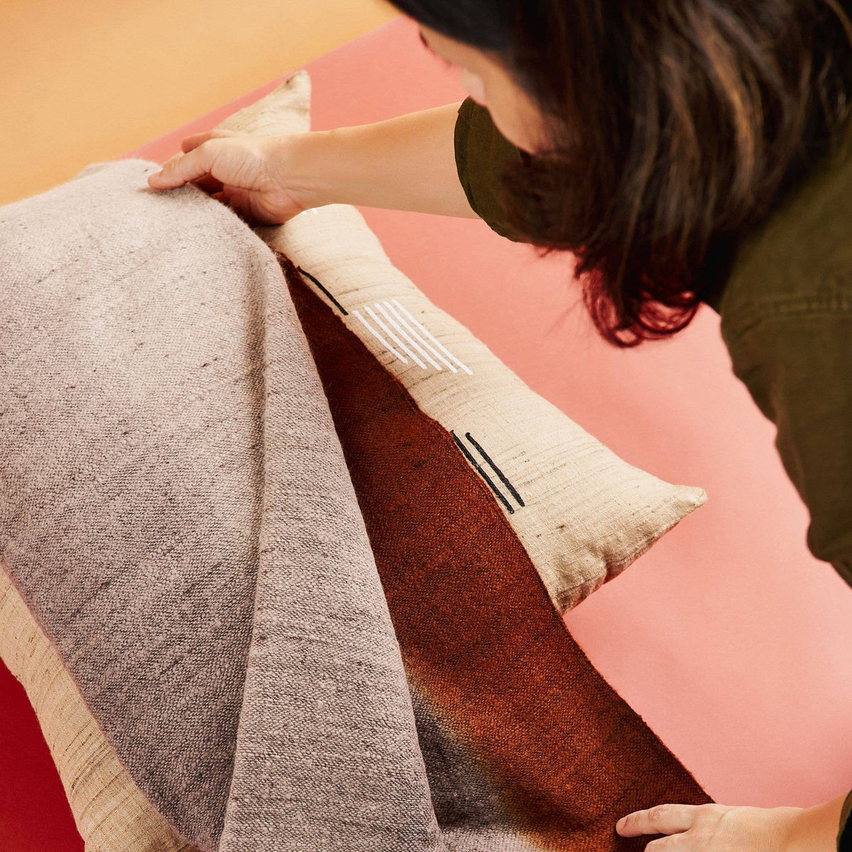 Simply Taupe Brown Ombre Handwoven Modern Merino Throw
