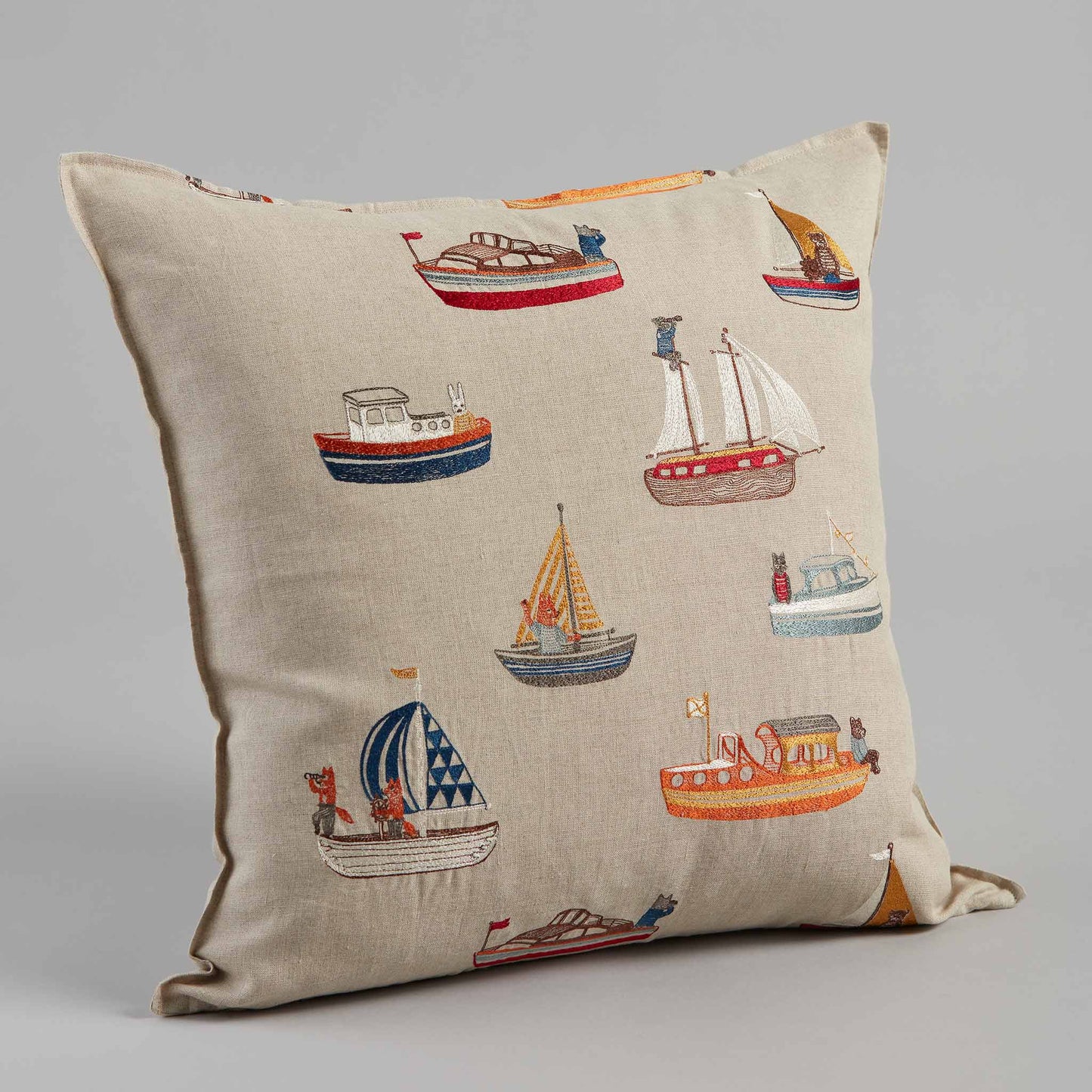 Boats Pattern Pillow - Embroidered