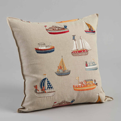 Boats Pattern Pillow - Embroidered
