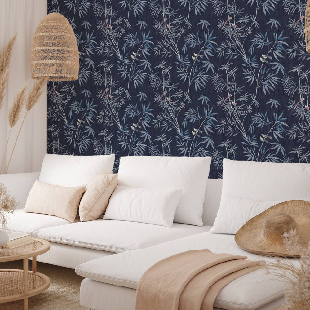 Bamboo Chinoiserie Nightfall P&S Wallpaper, 28 sq. ft.