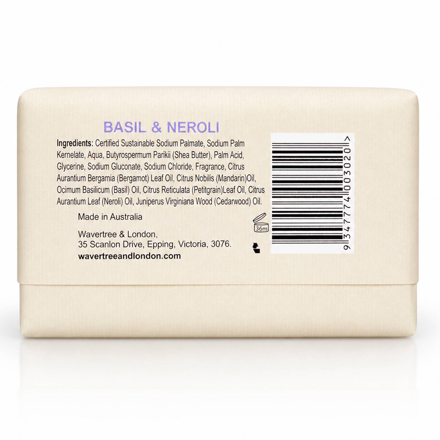 Wavertree & London Naturals Soap bar -  Basil & Neroli
