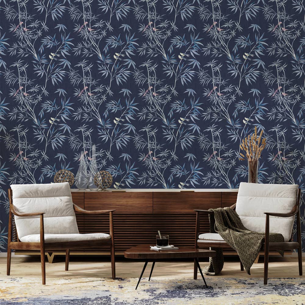 Bamboo Chinoiserie Nightfall P&S Wallpaper, 28 sq. ft.
