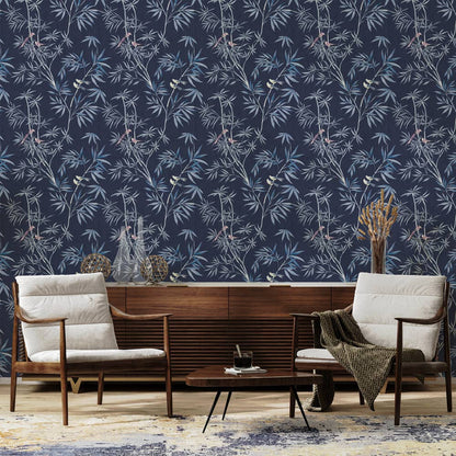 Bamboo Chinoiserie Nightfall P&S Wallpaper, 28 sq. ft.