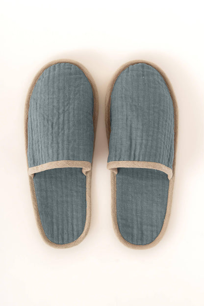 Natural Piping Linen Slippers – Relaxed Comfort