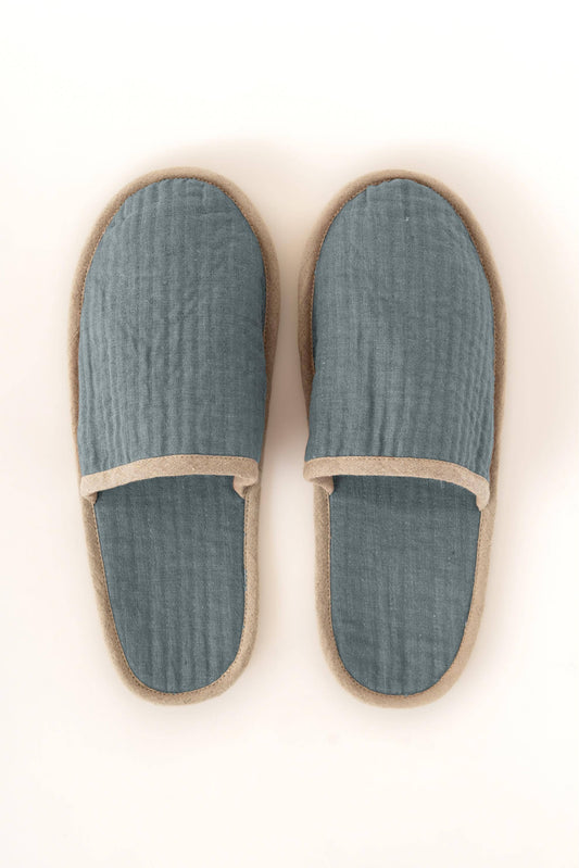 Natural Piping Linen Slippers – Relaxed Comfort