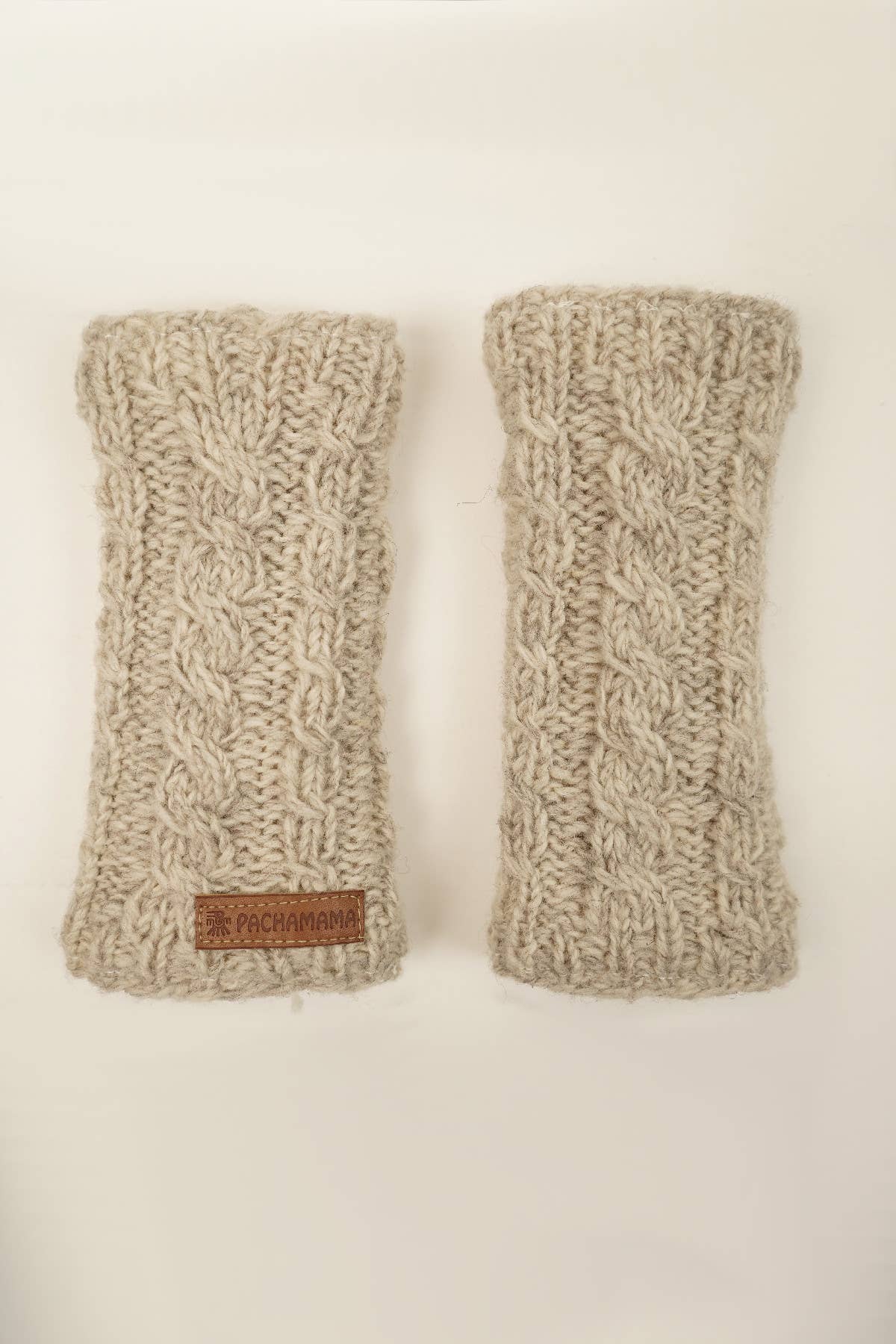 Chamonix - Cable Knit Sherpa Lined Wool Fingerless Gloves
