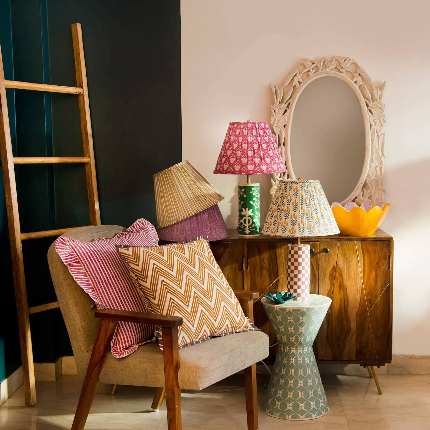 Candy Stripe Gathered Lampshade