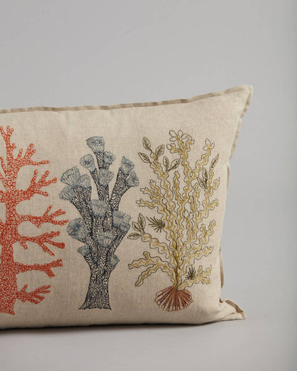 Coral Studies Pillow - Embroidered