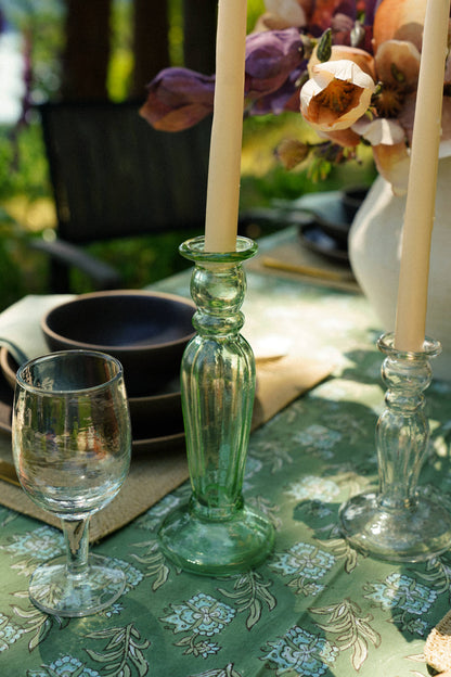 Vero Glass Candlestick L, Green