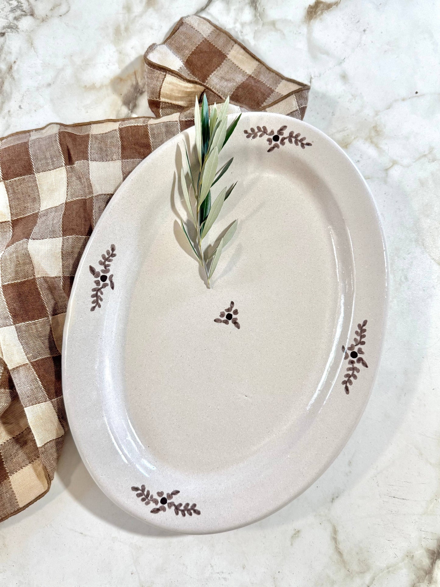 Hand-painted Margot Serving Plate, Brown