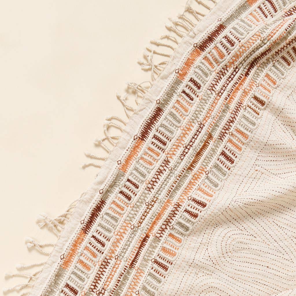 Unah Coral Organic Cotton Hand Embroidered Handloom Throw